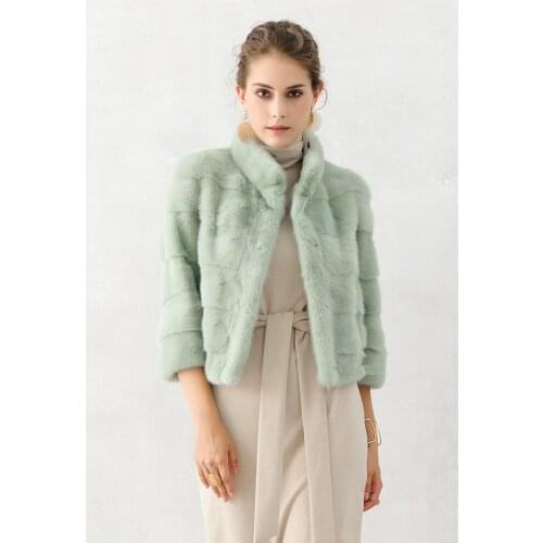 Full Pelt Mink Coat Women Luxury 100% Natural Real Fur Jacket Female Stand Collar Winter Short Outerwear B1602WYQ785