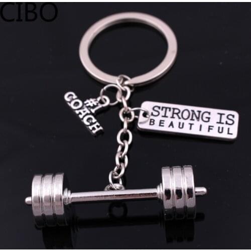 2019 New BARBELL WEIGHT Charm Chain Keychain *Fitness Weightlifting Gym CROSSFIT