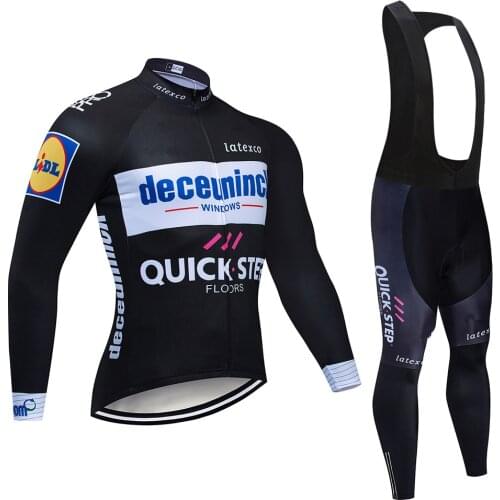 New 2022 Quick step Mens Long Sleeve Cycling Jersey Set Ropa maillot Ciclismo Pro team MTB Bike Outdoor Clothing 9D Bib Pant