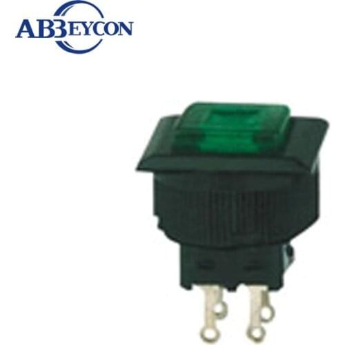 NS174 DS-522 ON-OFF 16mm latching square self-locking illumiatated green push button switch