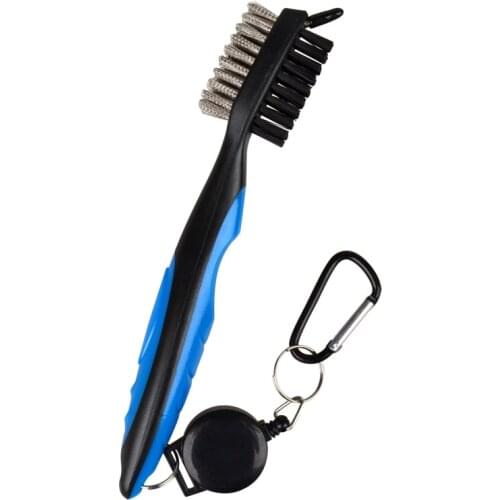 Golf Club Brush Groove Cleaner with Retractable Zip-line and Aluminum Carabiner Cleaning Tools