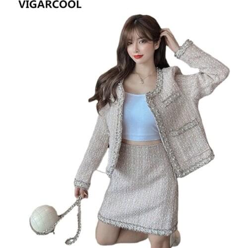 Fall 2021 New Womens fashion heavy craft beaded tweed short Coat High-quality elegant Temperament ladies Jacket Feminine Coat