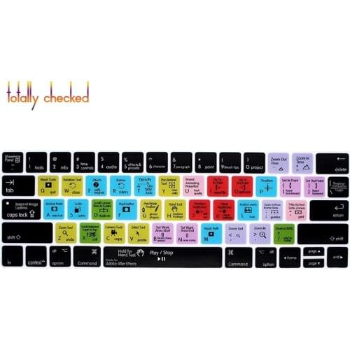 Adobe After Effects HotkeyShortcut Silicone Keyboard Cover Protector Keypad SKin for Macbook Pro 13"15"Touch Bar A1706/A1707
