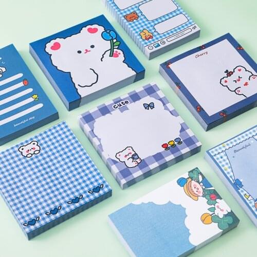 80 Sheets Cartoon Bear Sticky Notes Post Cute Notepad Memo Pad Kawaii Stationery Office School Supplies