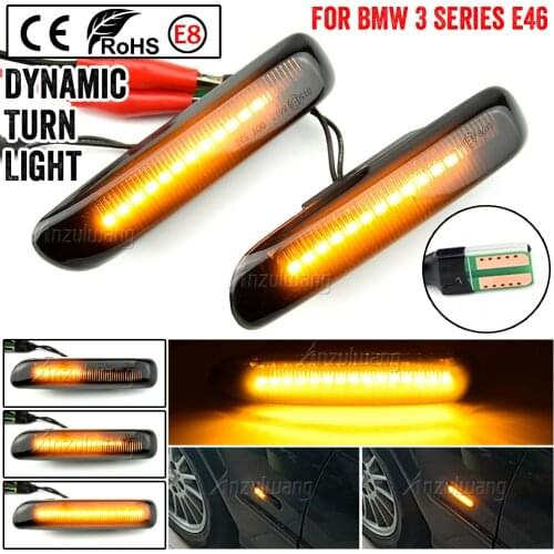 2PCS For BMW 3 Series E46 Sedan Coupe Wagon Convertible 1997-2001 Led Dynamic Turn Signal Light Side Fender Marker Sequential La