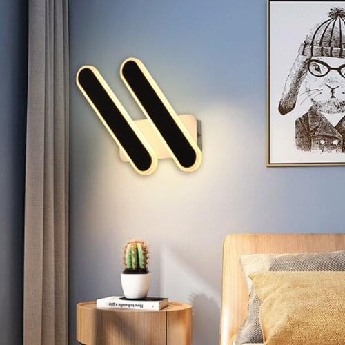 Freely Adjustable LED Wall Lamps Modern Simple Linear Background Wall Light For Bedside Lamp Foyer Corridor Black Sconce Light