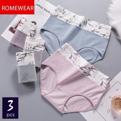 ROMEWEAR Womens Underwear High Waist Seamless Panties Soft 60S Cotton Stretching Briefs For Female Shaping Sexy Lingerie 3pcs
