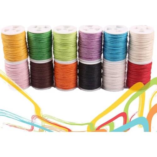 10 rolls/set 10m 1MM Waxed Thread Wax Cotton Cord String Strap Necklace Rope Bead For shamballa Bracelet 12 Colors Choice