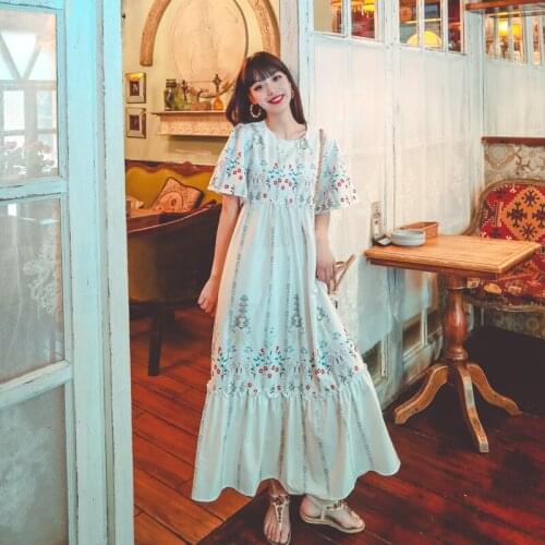 Vestidos For Woman 2021 Fashion Runway Summer Multicolor Floral Print Maxi Dress O-Neck Short Sleeve Elegant Party Long Dresses