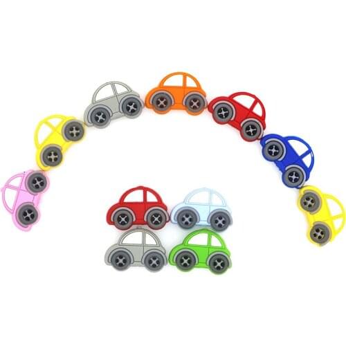 Kovict 100/200/400pcs Mini Car Silicone Beads Baby Teether Bead Teething Toys Accessories Food Grade Silicone