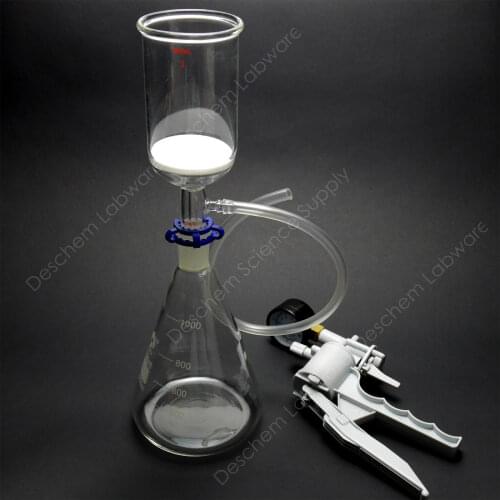 1000ml,Suction Filtration Unit,70mm 350ml Buchner Funnel,1L Flask & Vacuum Pump