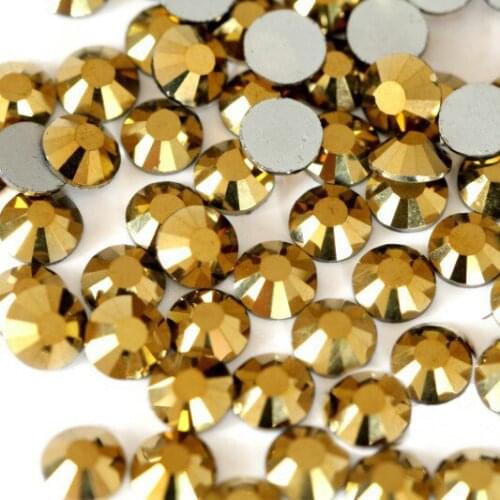 1440pcs/lot Gold FlatBack Non HotFix Strass Nail art Rhinestone 3D Glass Round Crystal Stones For DIY Nails Decorations Charms
