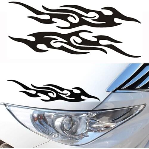 2 Pcs Flame Racing Decals Car Bumper Stickers Vinyl Auto DIY Body Stickers Window Decals 11.8" x 2.36"