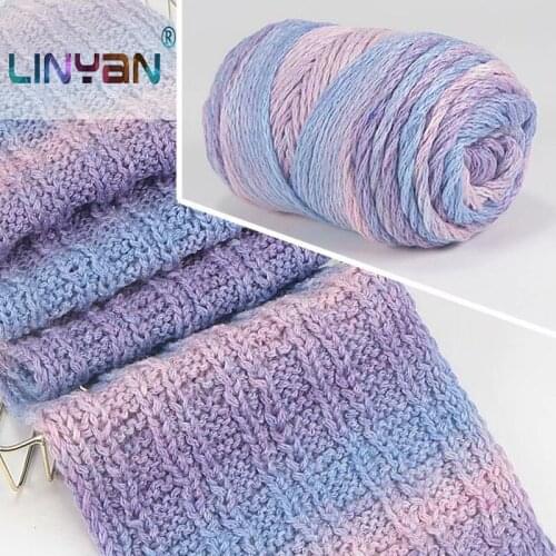 2 balls *100g Fancy hand knitting yarn for knitting Thick scarf wool yarn Space dye rainbow thread DIY Sweater crochet yarn ZL49