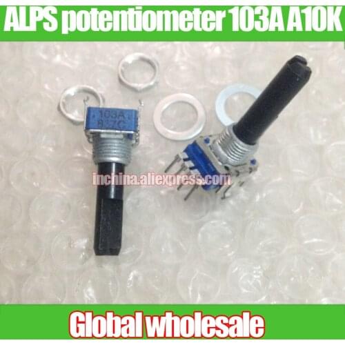 2pcs ALPS 142 type 4 feet vertical single joint potentiometer 103A A10K / Handle length 25MMF
