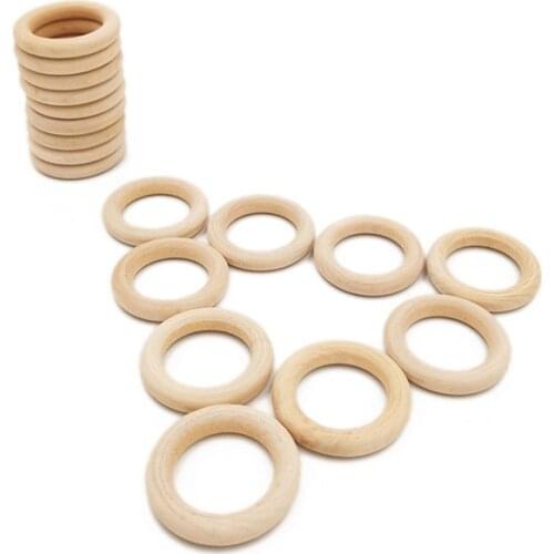 20pcs 35mm 1.37" Beech Wooden Baby Teething Rings Wooden Baby Teethers Baby Accessories for Baby Necklace Bracelet Making
