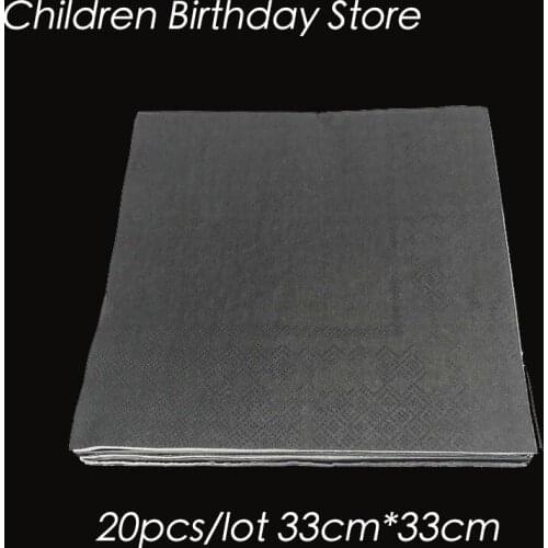 20pcs/pack solid color disposable napkins black theme birthday party decorations plain color theme paper napkins