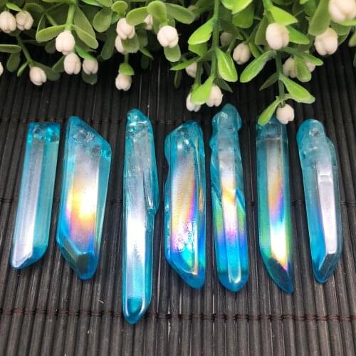 500g Rainbow AURA FLAME Blue Titanium Quartz Crystal POINT crystals and stones healing