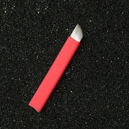 500 PCS 0.18mm Red 14 Flex Permanent Makeup Manual Eyebrow Tattoo Needles Blade for 3D Embroidery Microblading Tobori Pen