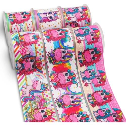 Choshim accessories 10 Yards Per Size Cartoon Ribbon Printed Grosgrain Ribbon DIY Bow Bag Material 55908