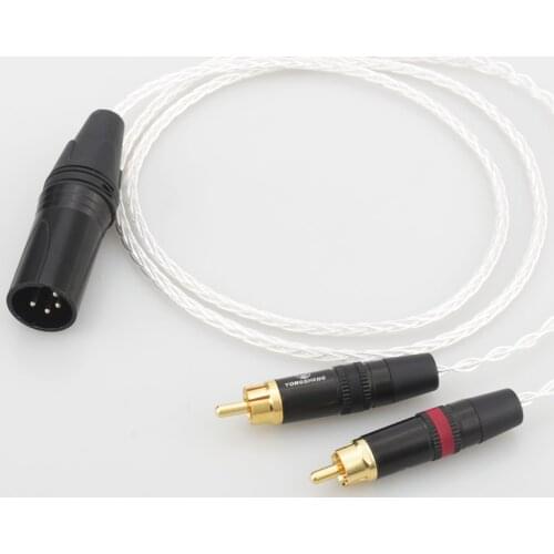 Audiocrast HIFI cable with 4-pin XLR Balanced Male to 2 RCA Male Silver Plated Audio Adapter