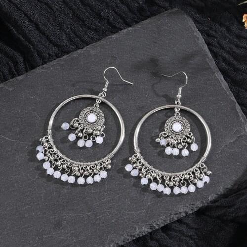 Bohemian Retro Large Round Design Bead Tassel Earrings Fashion Design Jewelry Charm Womens Earrings 2021 Jewelry Accessories