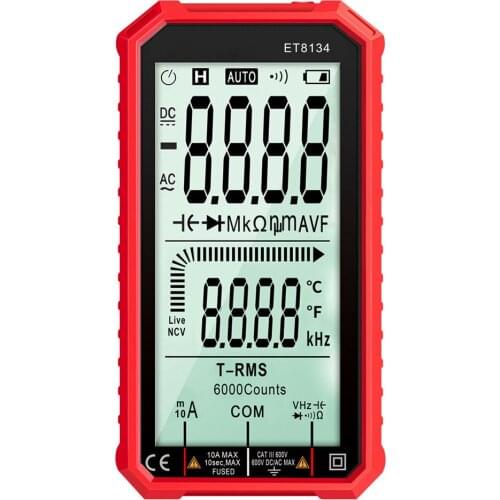 Digital Multimeter ,4.7 Inch full-screen multimeter, color change alarm function Voltmeter , multi-function multimeter (red)