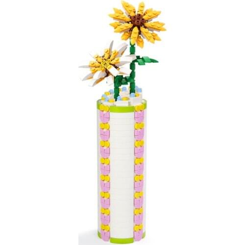 Creativity Vase Plants Tree Building Blocks Flower Home Decoration Blossom Accessories DIY Model Educational Toy For Children