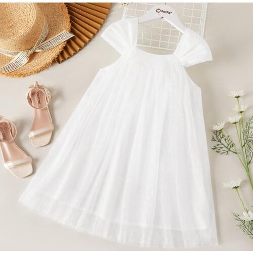 PatPat Pretty Kid Girl Solid Mesh Polka dots Costume / Party dress