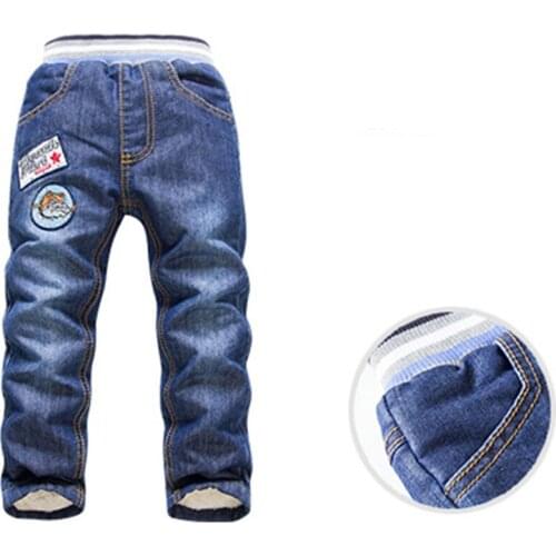Baby Boy Jeans Pants Winter Jean 2-7Y Boys Jeans Pants 2019 Add Wool Warm Clothes Children Washed Denim Jeans Boys Long Trousers