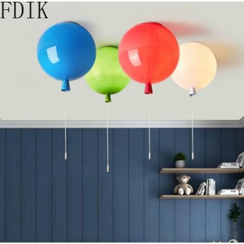 Colorful Balloon Ceiling Lamp Modern PVC Lights with Creative Switch Rope Childrens Room Bedroom Kindergarten Light Lighting