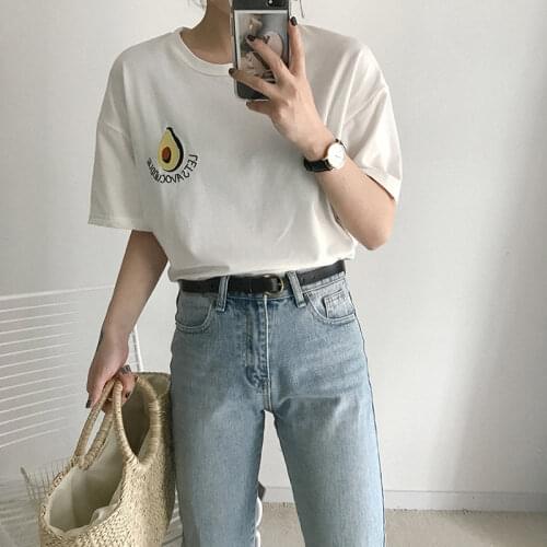 2021 New Cute Embroidery Short Sleeve T Shirt Women Summer Small Fresh Tshirt Harajuku T-shirt Femme Casual Tops