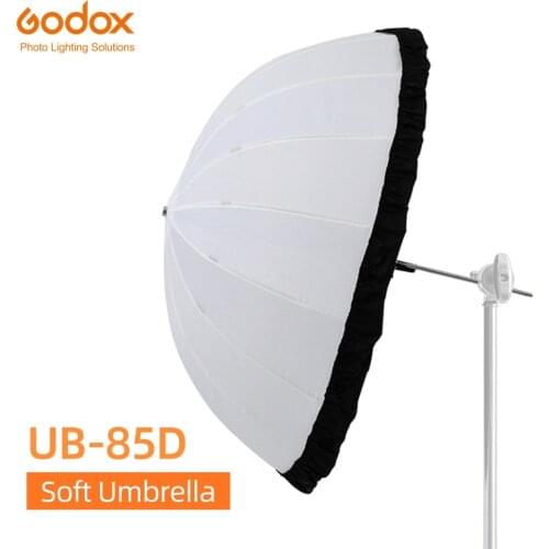 Godox UB-85D 85cm White Parabolic Reflective Transparent Soft Umbrella Studio Light Umbrella with Black Silver Diffuser Cover