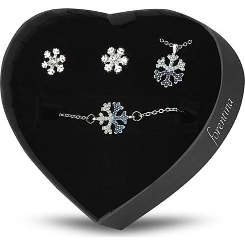 Forentina Geçişli Kar Tanesi Kolye Küpe Bileklik Set PS1653