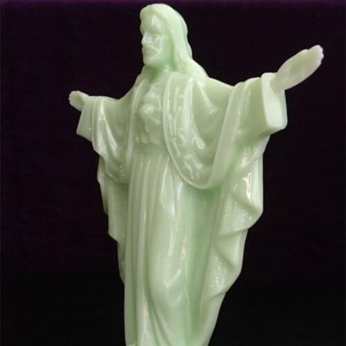 Creative Fluorescence Jesus Statue Christ Pray Decoration Home Office Decor Crafts Christian Statue Religious Gift Catholicism