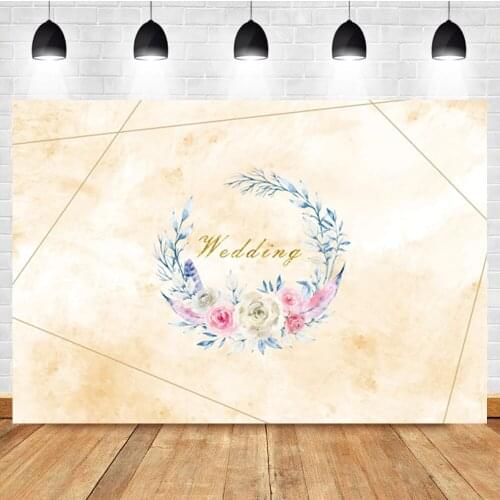 Laeacco Yellow Marbled Wedding Wreath Party Decoration Photography Backdrop Photographic Photo Background For Photo Studio