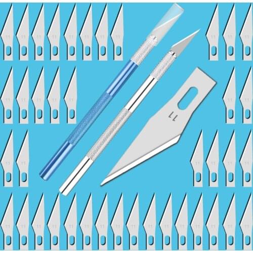 Non-Slip Metal Scalpel Knife Kit #11 Blades Cutter Craft Knives For Carving PCB DIY Repair Optional 2 Tool Holders 20/40 Blades