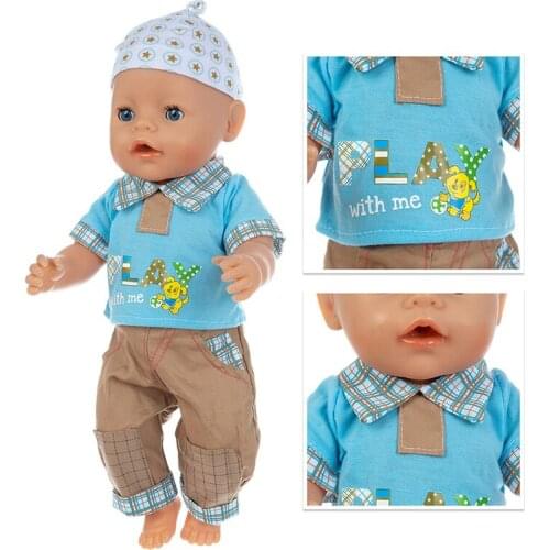 Baby New Born Fit 17 inch 43cm Doll Clothes Accessories New Blue Suit For Baby Birthday Gift