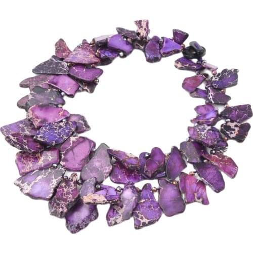 GG Jewelry 22'' 2 Strands Natural Purple Sea Sediment Imperial Jaspers Crystal Necklace For Women