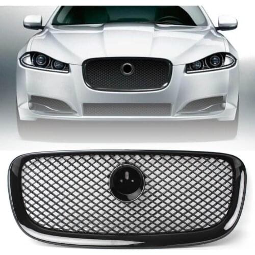 Car Front Upper Mesh Grille Gill For Jaguar XF XFR 2012 2013 2014 2015 Gloss Black ABS Plastic