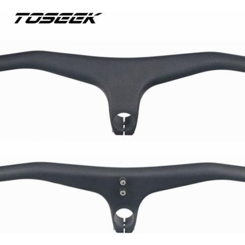 Full Carbon Fiber Bike Mountain MTB Bicycle One-shaped Handlebar Integrated Handlebar With Stem Riser - 17 Degrees 3K Matte
