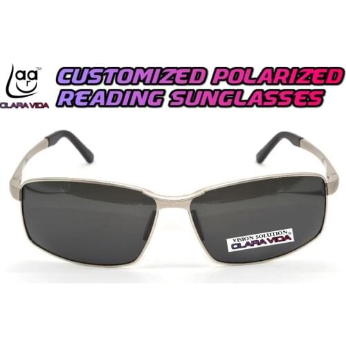 = CLARA VIDA Polarized Reading Sunglasses = Silver Al-Mg Alloy Shield Mens Oversized Vintage Sports Eyeglasses +1 +1.5 +2 To +4