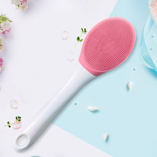 Hot Silicone Bath Brush Rubbing Towel Yellow Background with Florals Long Handle Brush Electric Bath Brush Massage Artifact