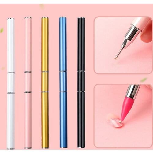 Professional Diamond Point Drill Pen DIY Dual-ended Stainless Steel Wax Pencil Nail Picking Tool Rhinestone Picker