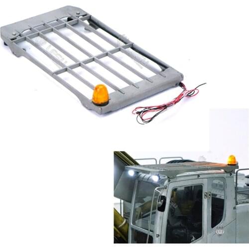 RC Hydraulic Excavator Toys Cab Roof Steel Guard Net & Spot Lights Set For 1:14 Model LESU RD-A0006 DIY Accessories