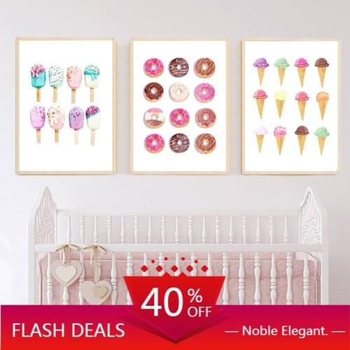 Christmas Canvas Painting Popsicle Art Print Summer Dessert Treats Wall Art Ice cream Pastel Sweets Pictures Kids Home Decor