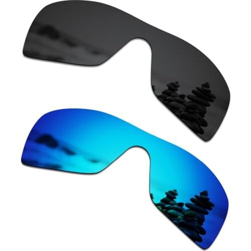SmartVLT 2 Pieces Polarized Sunglasses Replacement Lenses for Oakley Batwolf Stealth Black and Ice Blue
