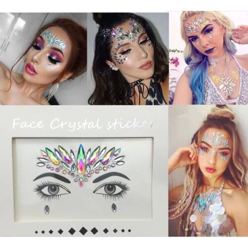 Temporary Makeup Tattoo Face Sticker Glitter Crystal Tattoos Eye Jewels Forehead Self-adhesive Sticker HandPicked Festival Party