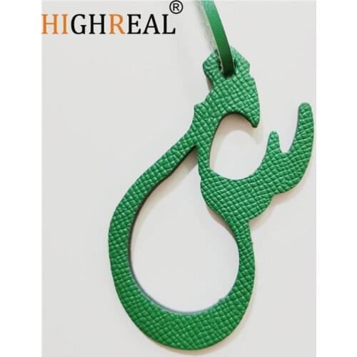 HIGHREAL Custom Made Luxury Genuine Leather Character Alphabet Arabic Letter SH Keychain Women Bag Charm Backpack Pendant