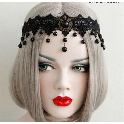 New arrival womens lace chain with rhinestone hairbands party girls fashion Bohemia headband hair accessories